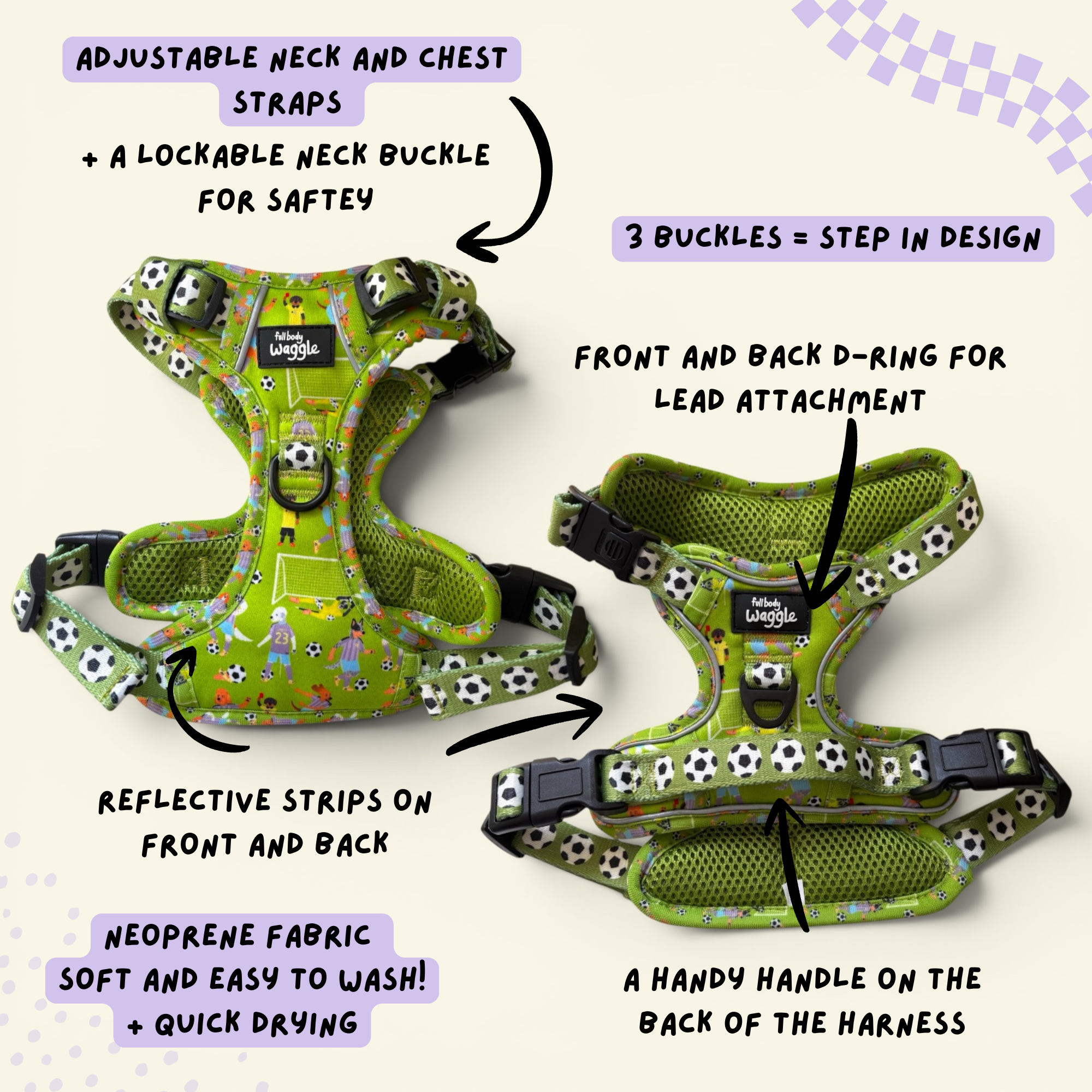 Football Pups - Adjustable Tough-Style Harness