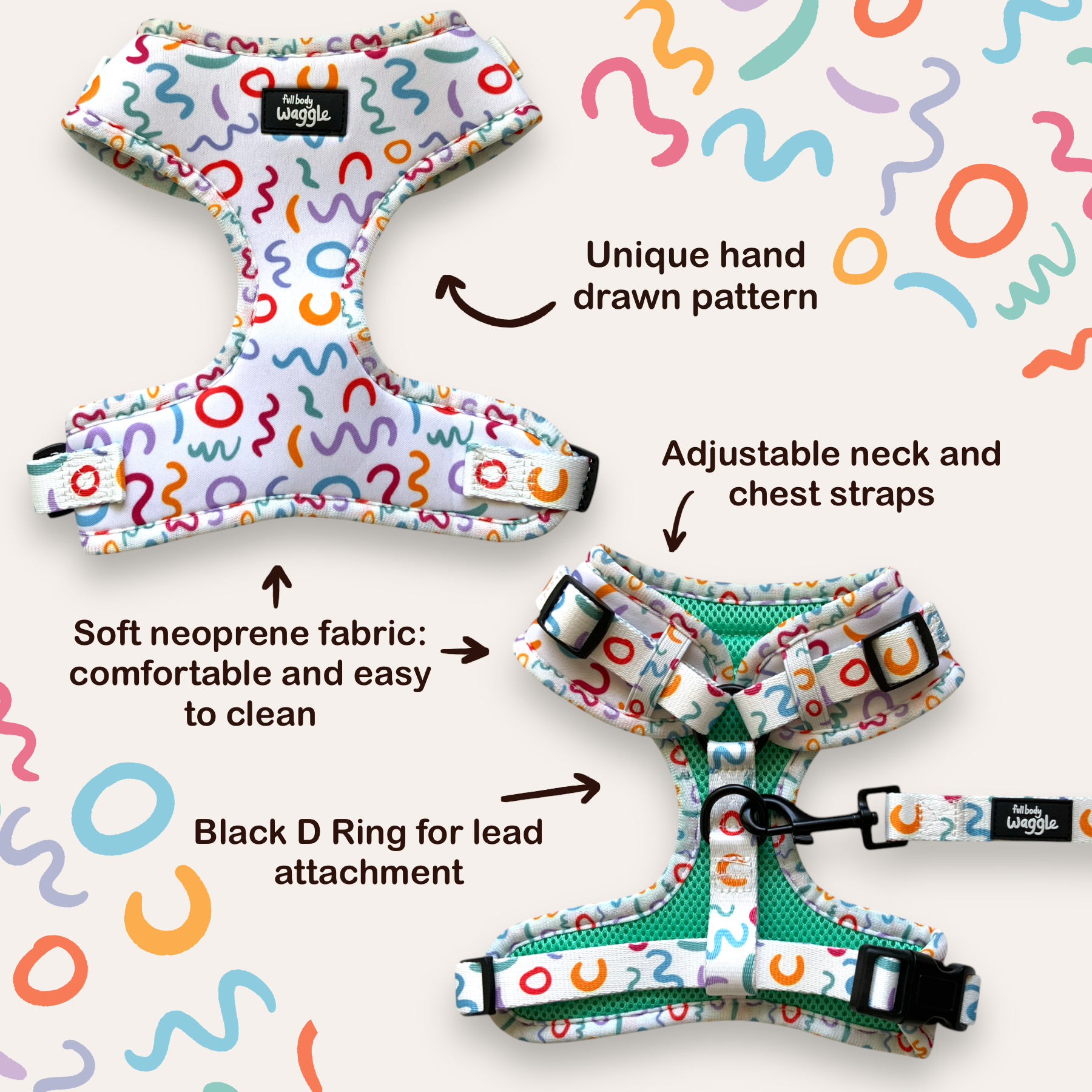 Wags and Wiggles - Adjustable harness and lead